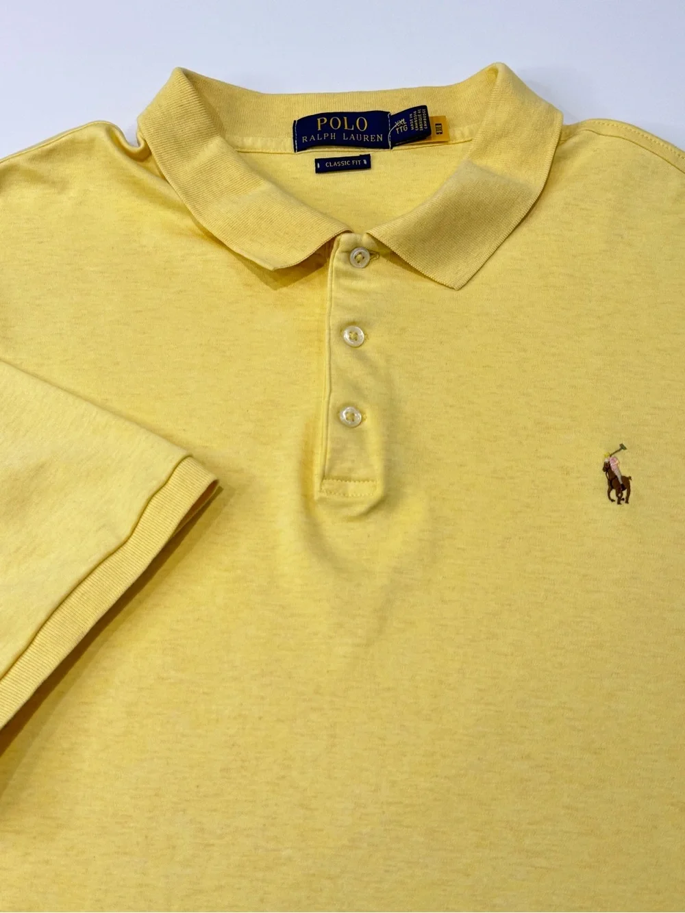 Polo Ralph Lauren Men's XXL Classic Fit Short Sleeve Polo Yellow Flesh Pony Golf